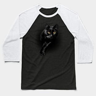 Black Cat Yellow Eyess Cats Baseball T-Shirt